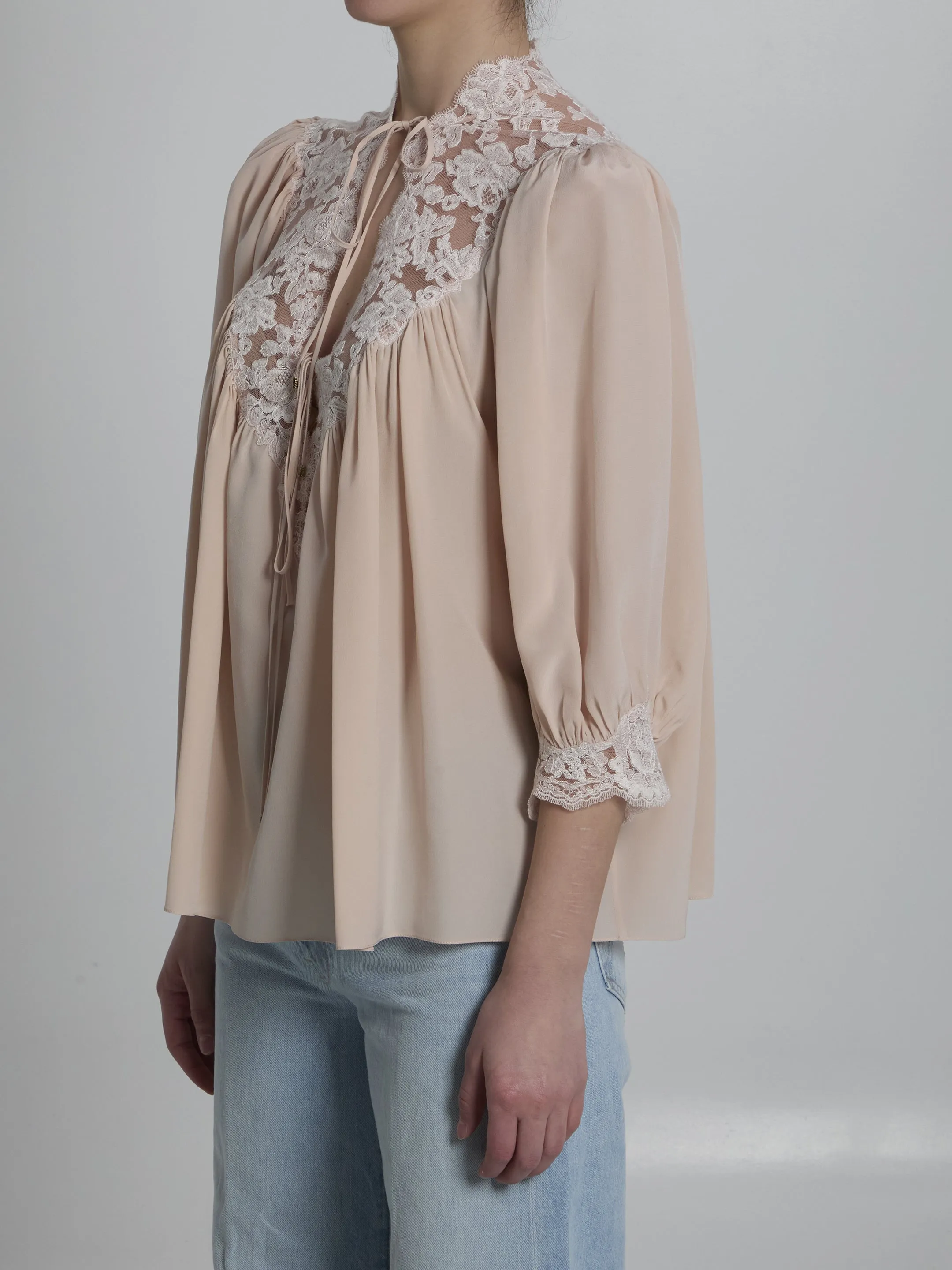 SILK BLOUSE WITH LACE DETAILS sold by Lord & Taylor product image thumbnail 2