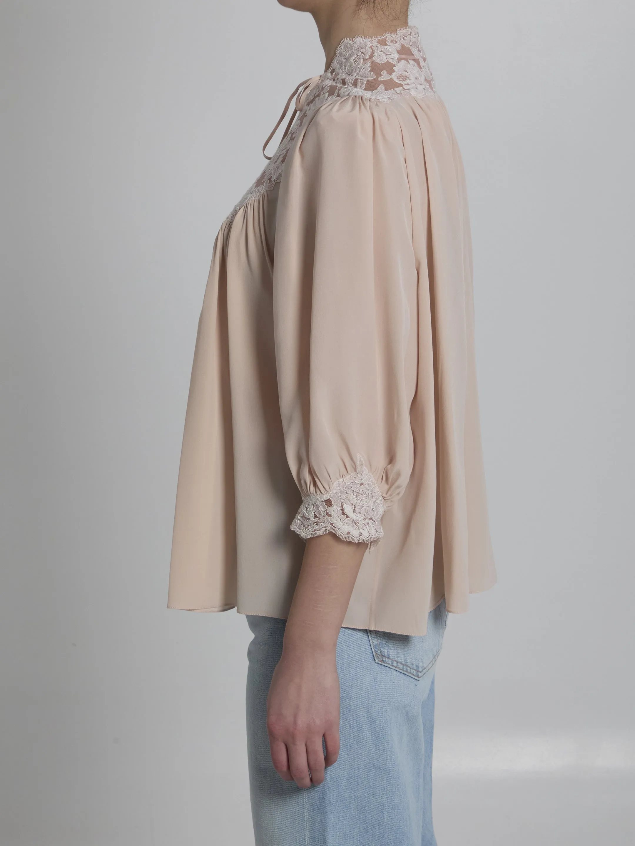 SILK BLOUSE WITH LACE DETAILS sold by Lord & Taylor product image thumbnail 3