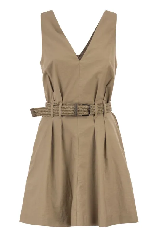 SLEEVELESS DRESS WITH BRAIDED BELT made by Brunello Cucinelli