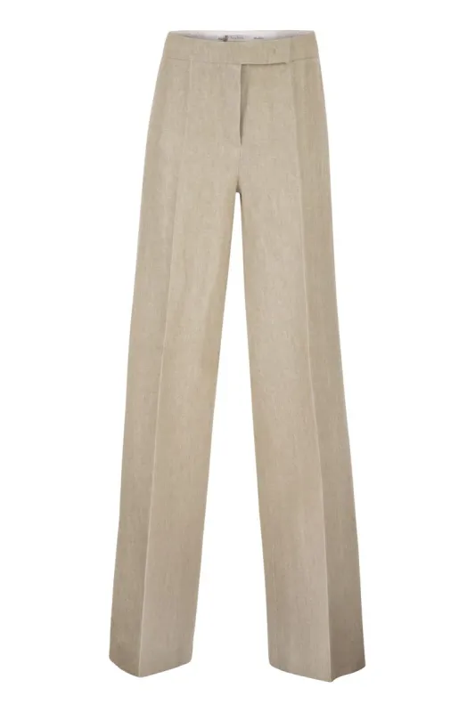MXSGINNICO - TAILORED PURE LINEN TROUSERS made by MaxMara