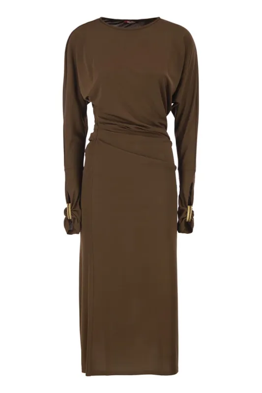 MSTSALVO - DRAPED VISCOSE JERSEY MIDI DRESS made by MaxMara