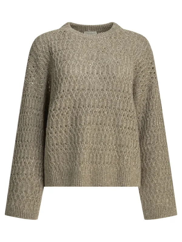 Crewneck sweater with sequins made by Brunello Cucinelli