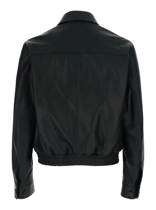 Leather Jacket with High Collar made by Versace
