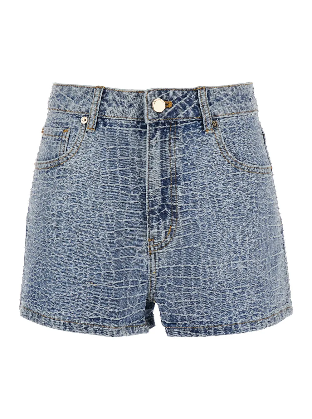 Shorts 'Rhinestone Croc Effect' Blue Denim sold by Lord & Taylor