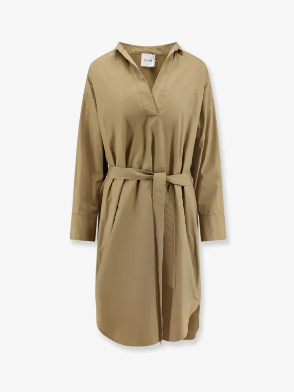Cotton Dress with Belt Beige made by NUDE