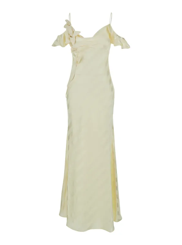 Dress Striped Maxi Yellow Silk made by Self-Portrait