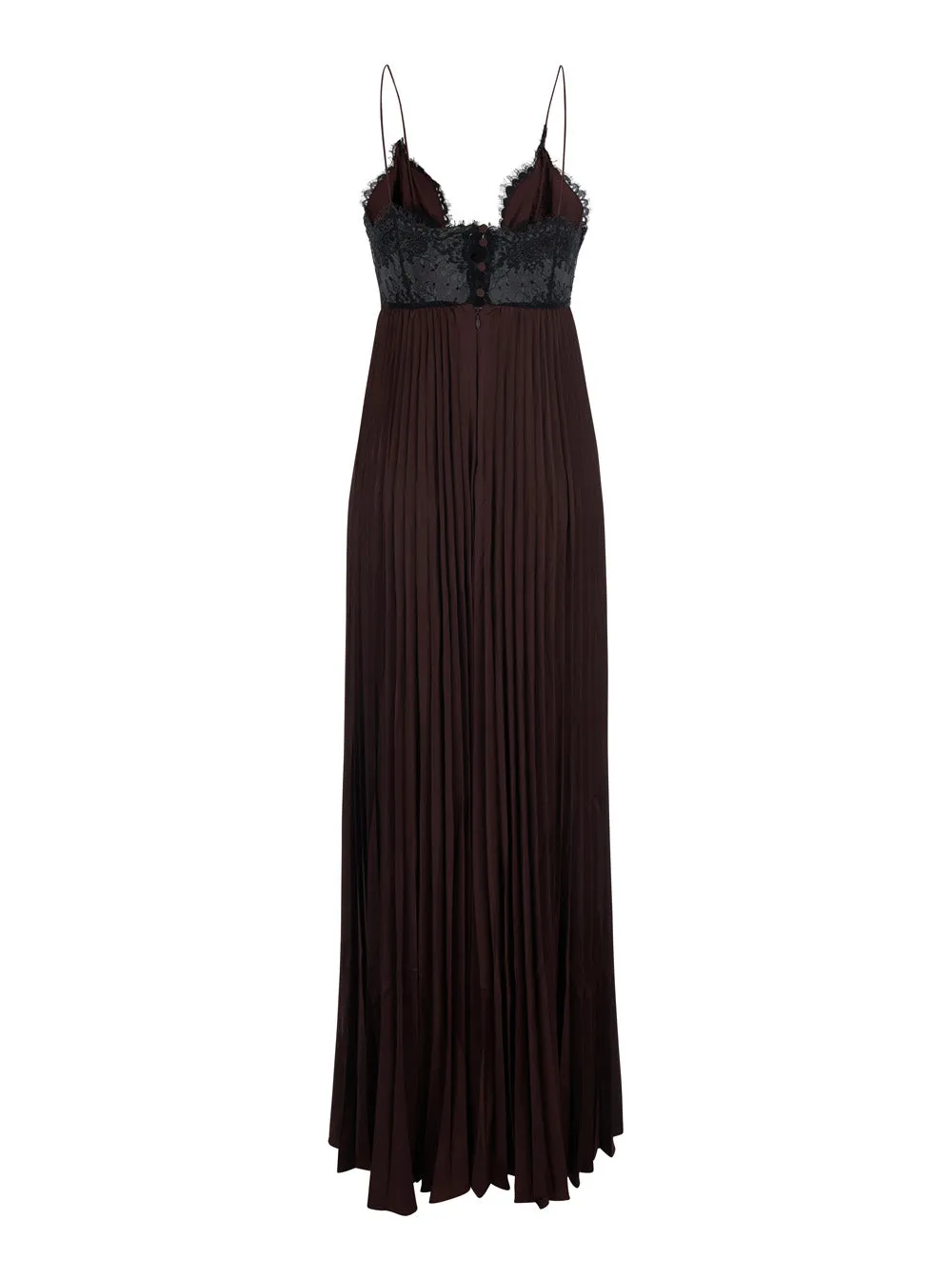 Maxi Dress with Lace Inserts, Brown Satin sold by Lord & Taylor product image thumbnail 2