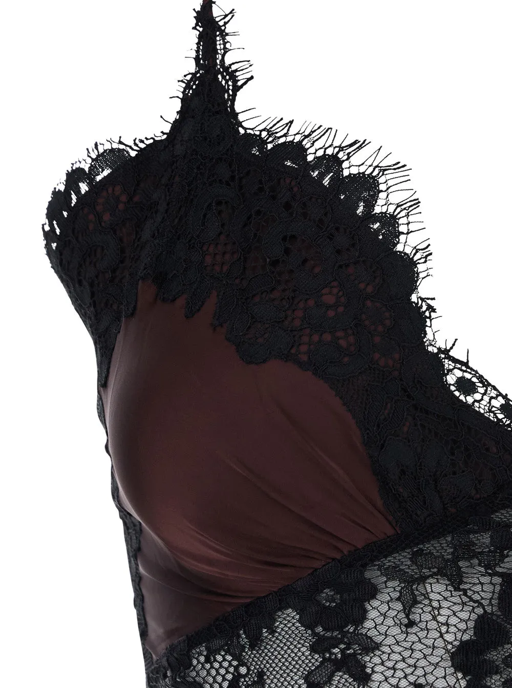 Maxi Dress with Lace Inserts, Brown Satin sold by Lord & Taylor product image thumbnail 3