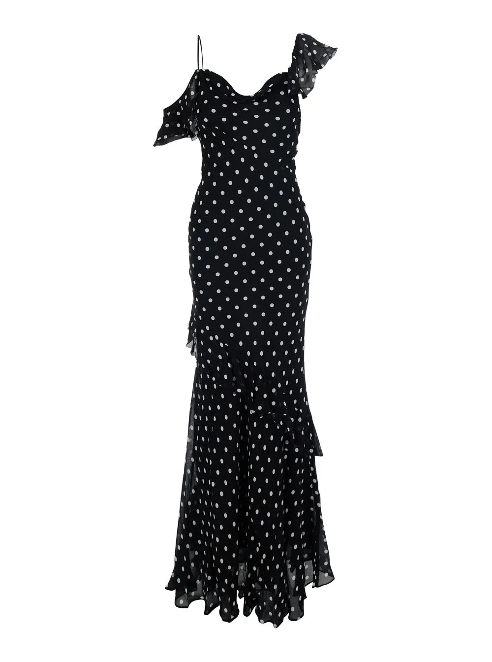 Long Dress Black Polka Dot Georgette sold by Lord & Taylor
