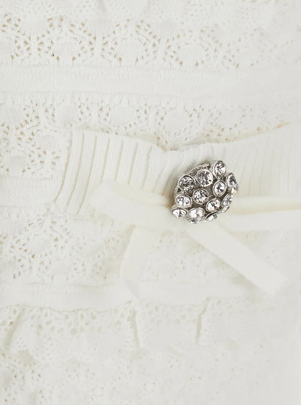 Cardigan WHITE POINTELLE DIAMANTE White sold by Lord & Taylor product image thumbnail 3