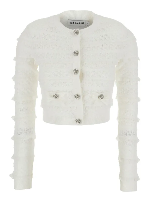 Cardigan WHITE POINTELLE DIAMANTE White made by Self-Portrait
