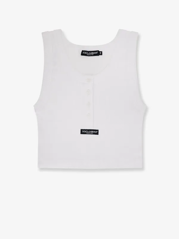 Tank Top Ribbed Cotton White made by Dolce & Gabanna
