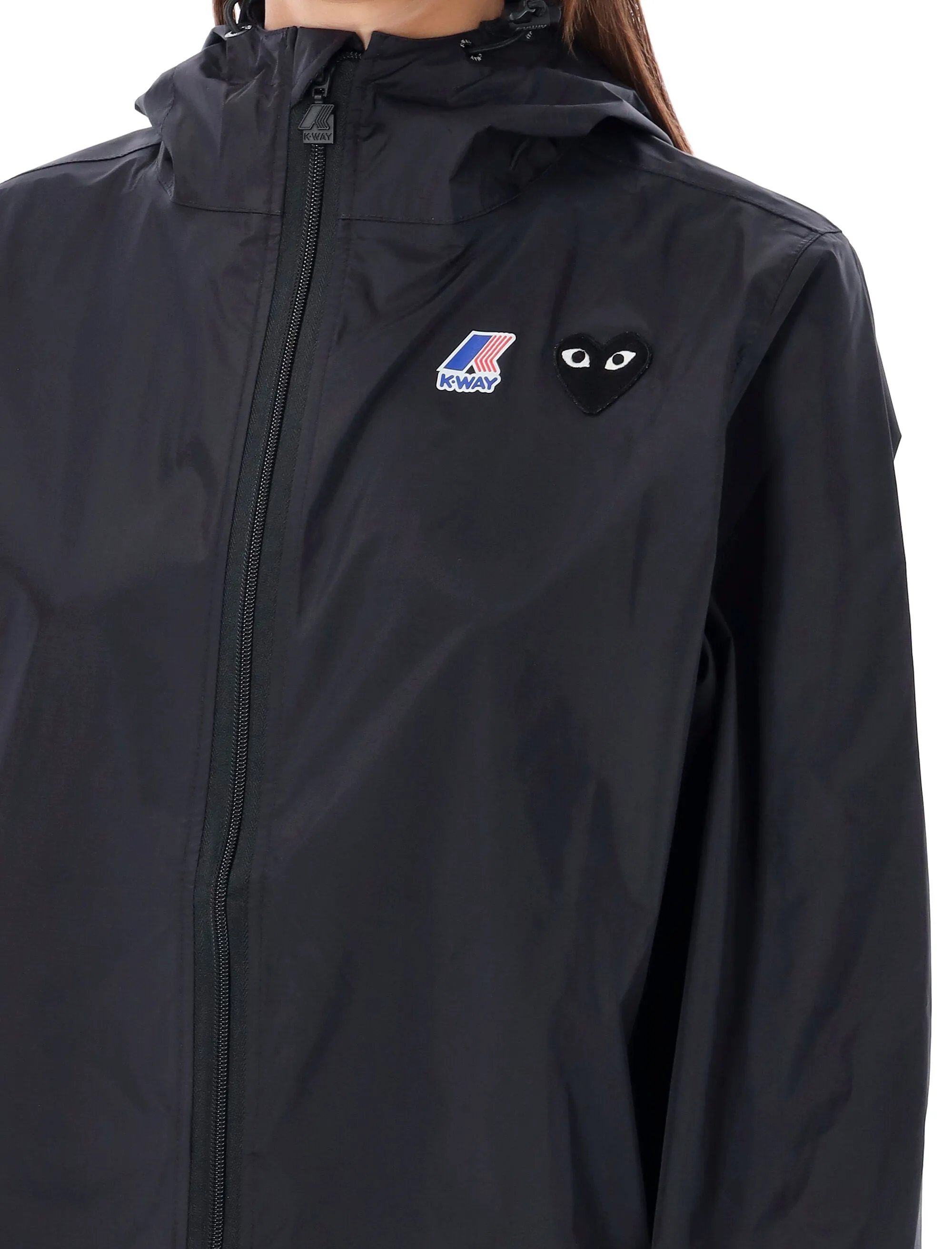 COMME DES GARÇONS PLAY BLACK WATERPROOF HOODED K-WAY NYLON JACKET sold by Lord & Taylor product image thumbnail 3