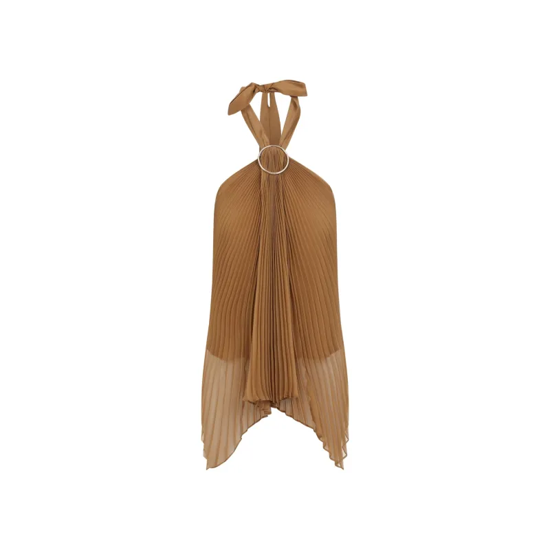 MXEVALZER - PLEATED HALTER TOP WITH RING DETAIL made by MaxMara