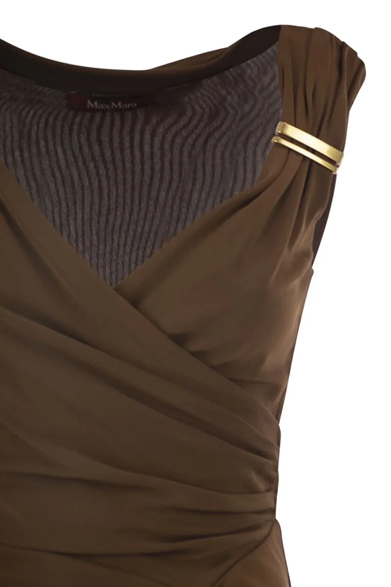 MSTAUREO - DRAPED VISCOSE MIDI DRESS WITH JEWEL DETAIL sold by Lord & Taylor product image thumbnail 4