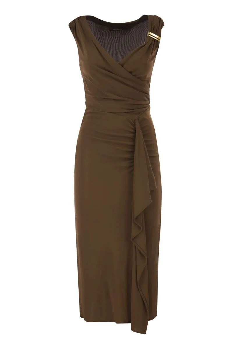 MSTAUREO - DRAPED VISCOSE MIDI DRESS WITH JEWEL DETAIL sold by Lord & Taylor