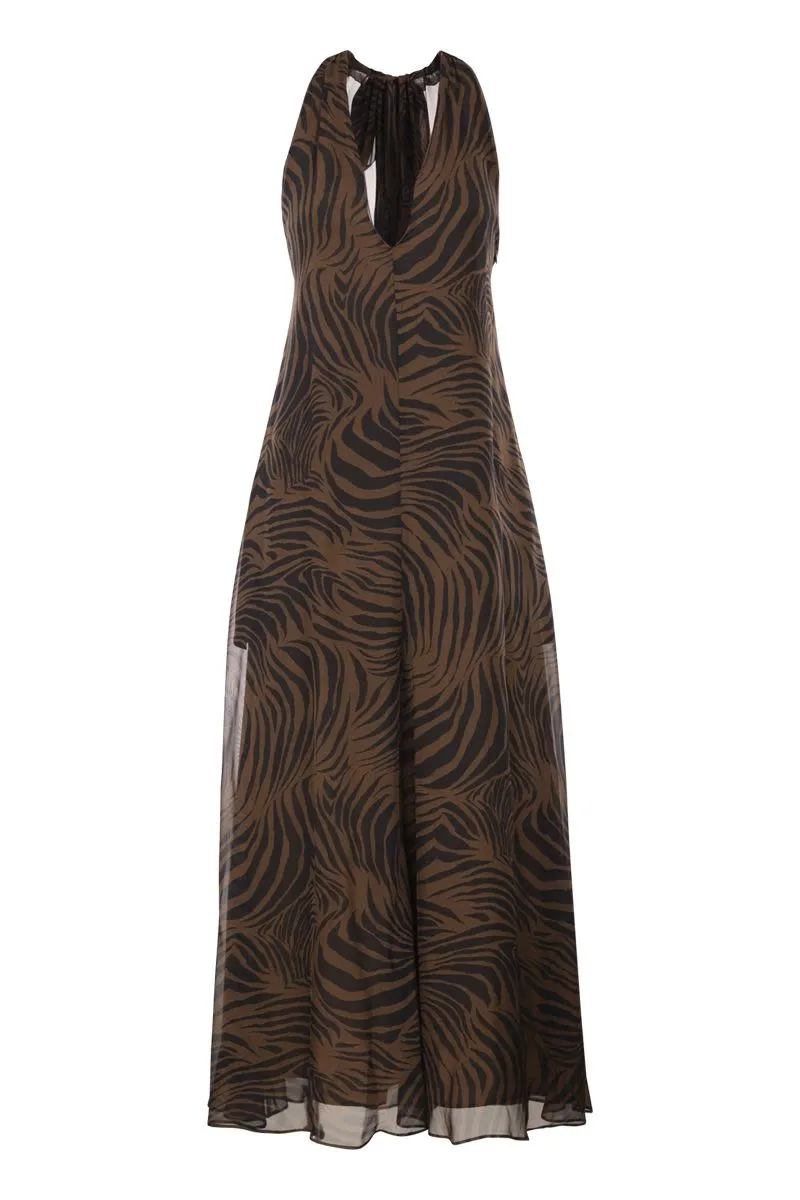 MSTSALICE - LONG PRINTED SILK HALTERNECK DRESS sold by Lord & Taylor