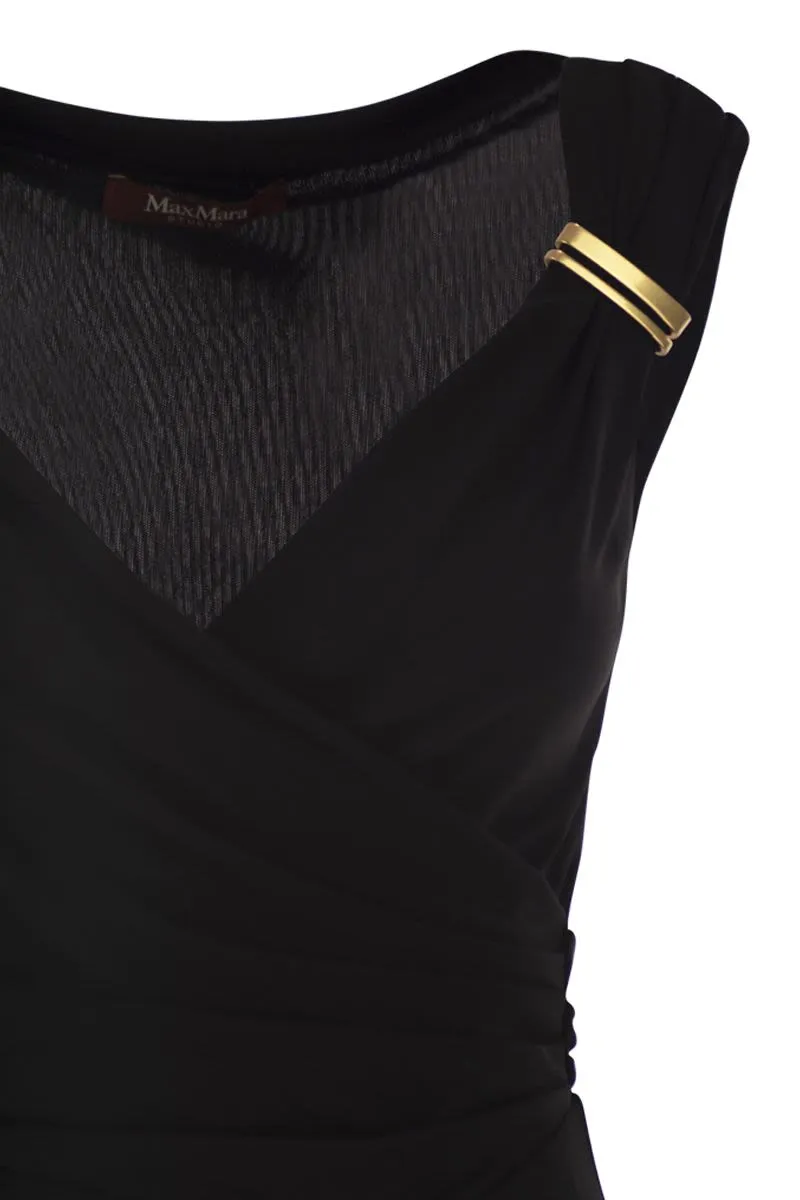 MSTAUREO - DRAPED VISCOSE MIDI DRESS WITH JEWEL DETAIL sold by Lord & Taylor product image thumbnail 4