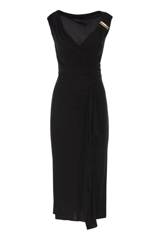 MSTAUREO - DRAPED VISCOSE MIDI DRESS WITH JEWEL DETAIL made by MaxMara