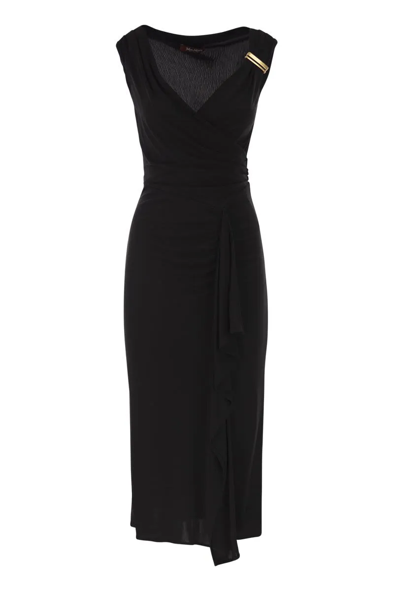 MSTAUREO - DRAPED VISCOSE MIDI DRESS WITH JEWEL DETAIL sold by Lord & Taylor