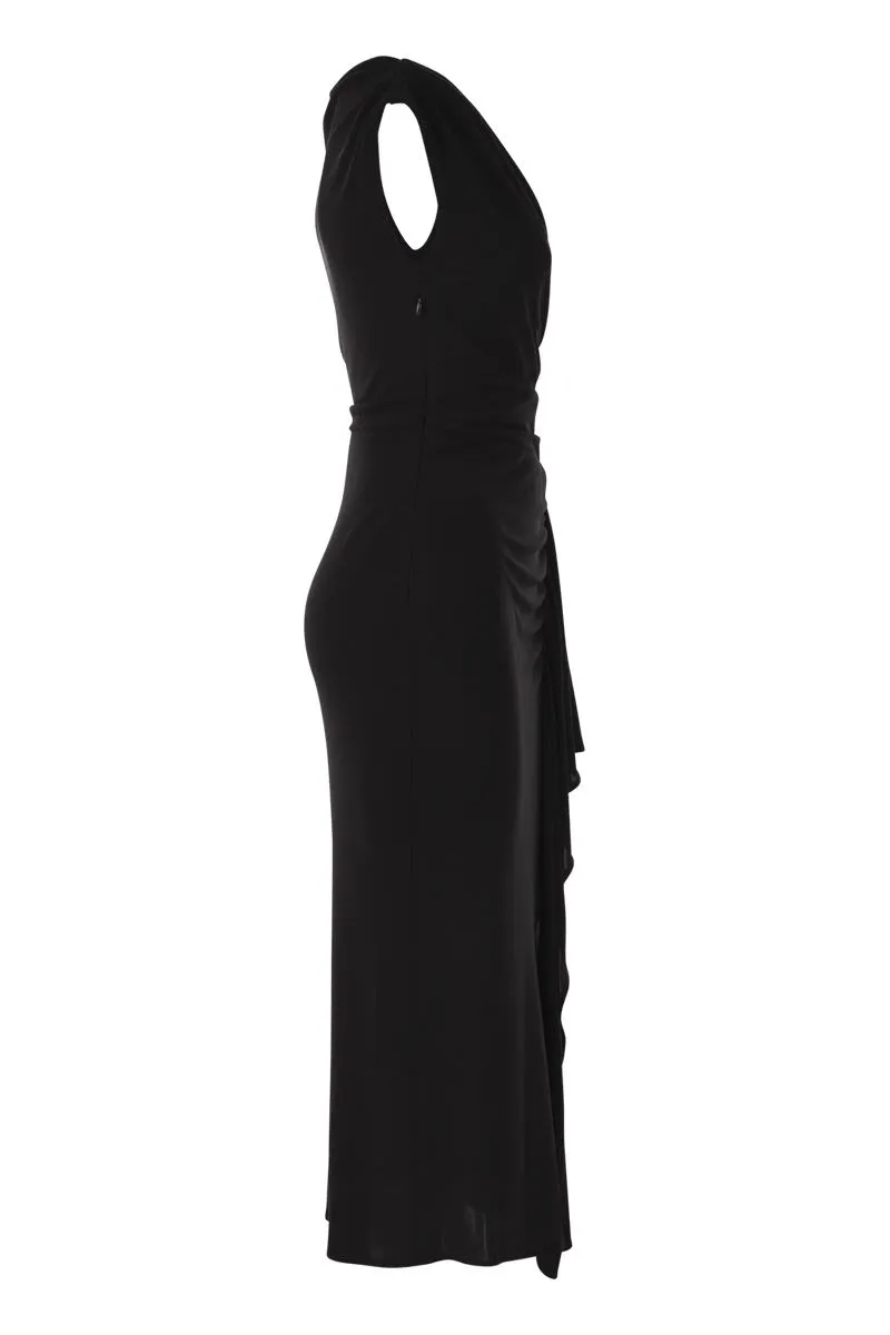 MSTAUREO - DRAPED VISCOSE MIDI DRESS WITH JEWEL DETAIL sold by Lord & Taylor product image thumbnail 3