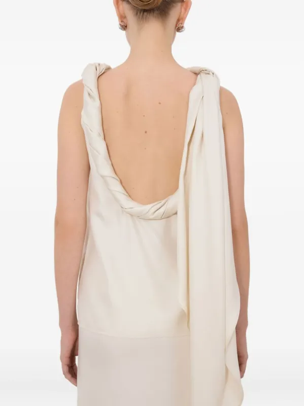 SM WILMA BEIGE TWISTED SILK TOP made by Loulou De Saison