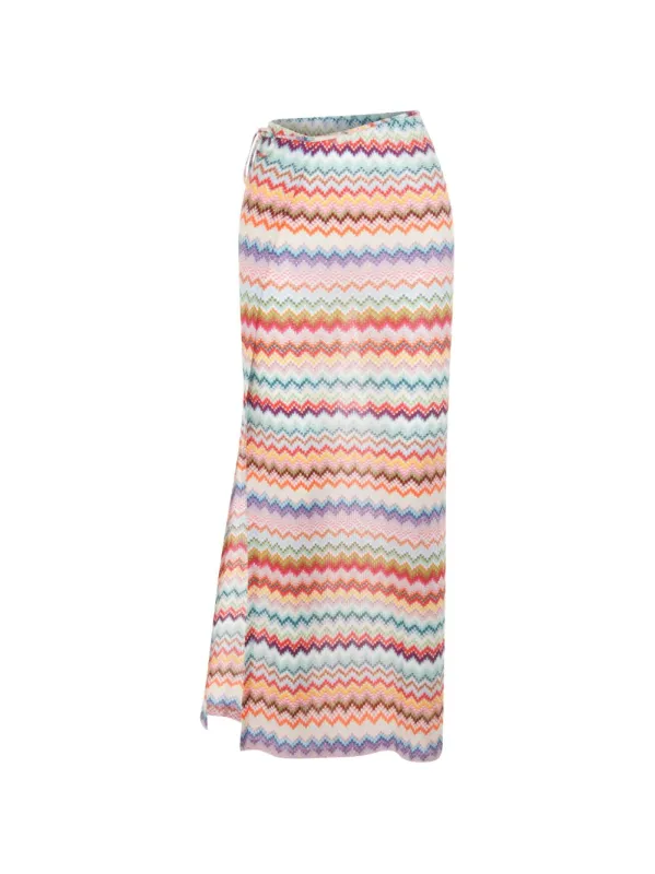 LONG SKIRT WITH MULTICOLORED GEOMETRIC PATTERN made by Missoni