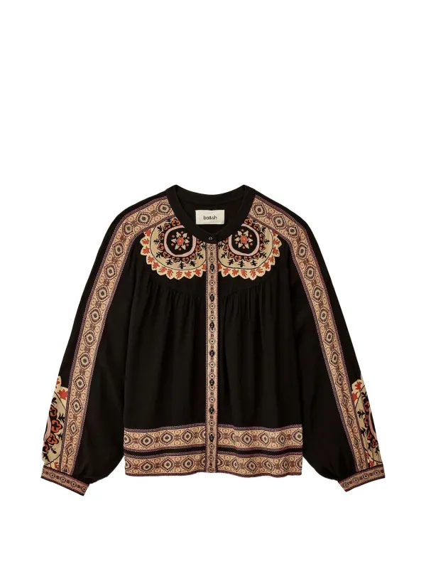 VALDA BLACK BLOUSE WITH OCHRE PRINT made by ba&sh