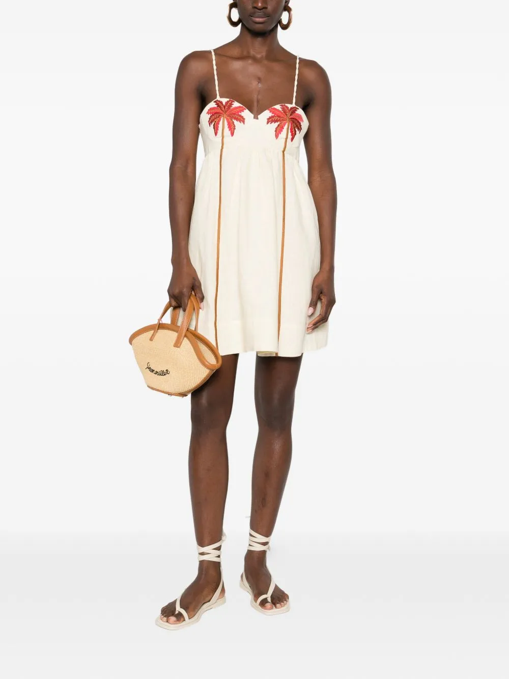 SHORT VANILLA DRESS WITH EMBROIDERED PALM TREES sold by Lord & Taylor product image thumbnail 2