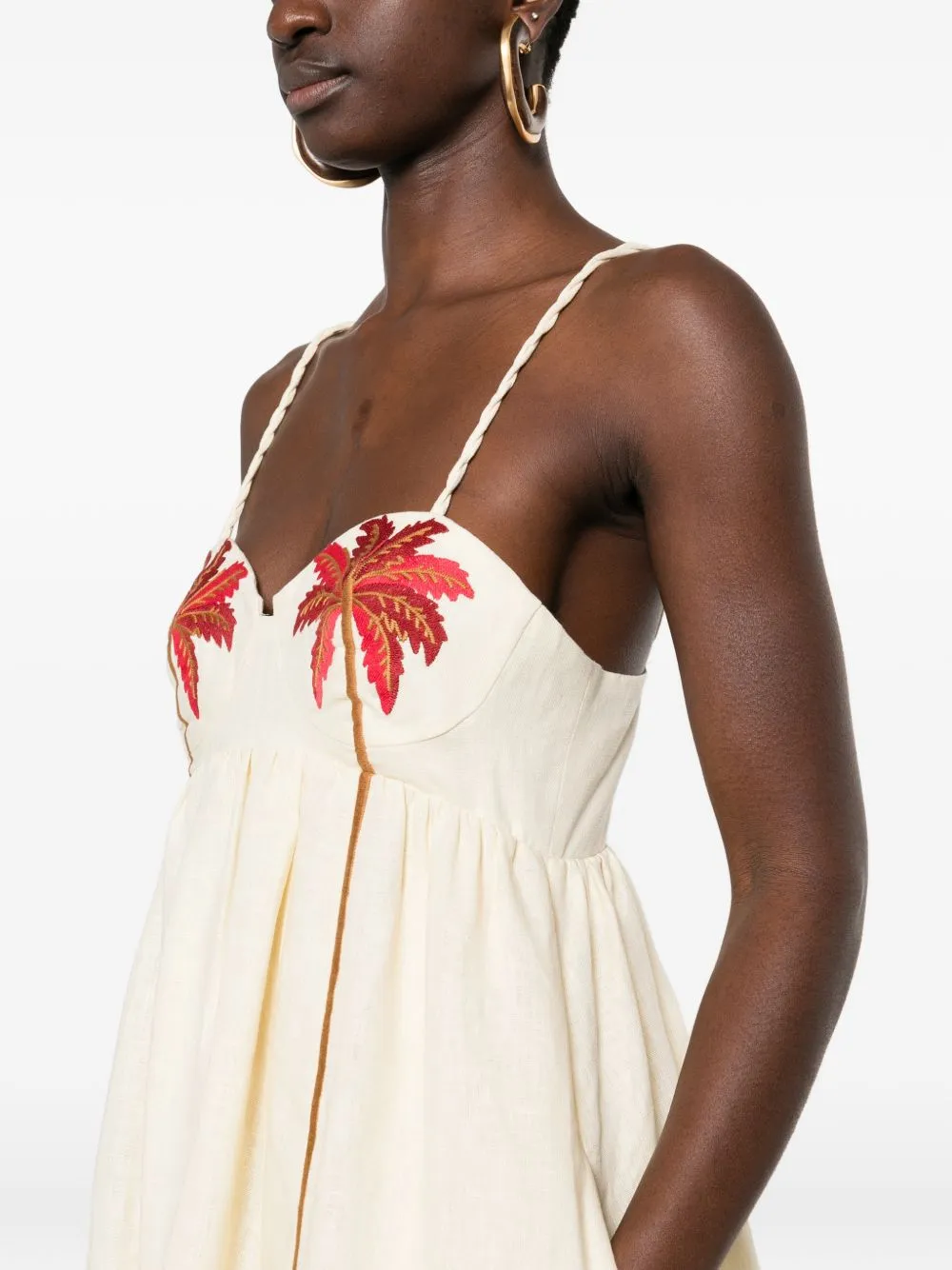SHORT VANILLA DRESS WITH EMBROIDERED PALM TREES sold by Lord & Taylor product image thumbnail 3
