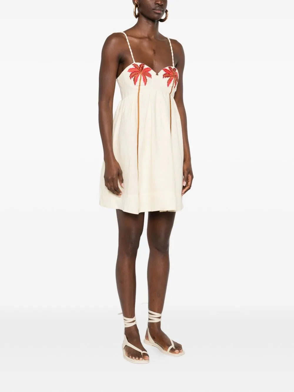 SHORT VANILLA DRESS WITH EMBROIDERED PALM TREES sold by Lord & Taylor product image thumbnail 4