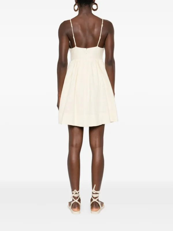 SHORT VANILLA DRESS WITH EMBROIDERED PALM TREES made by FARM Rio