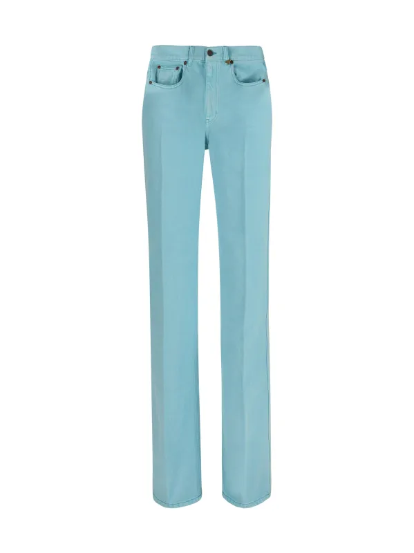 Jeans Straight-Leg Washed Turquoise made by Chloe