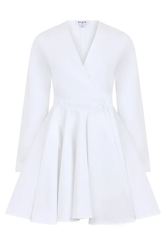 Dress Cotton Flared Skirt White made by Alaia