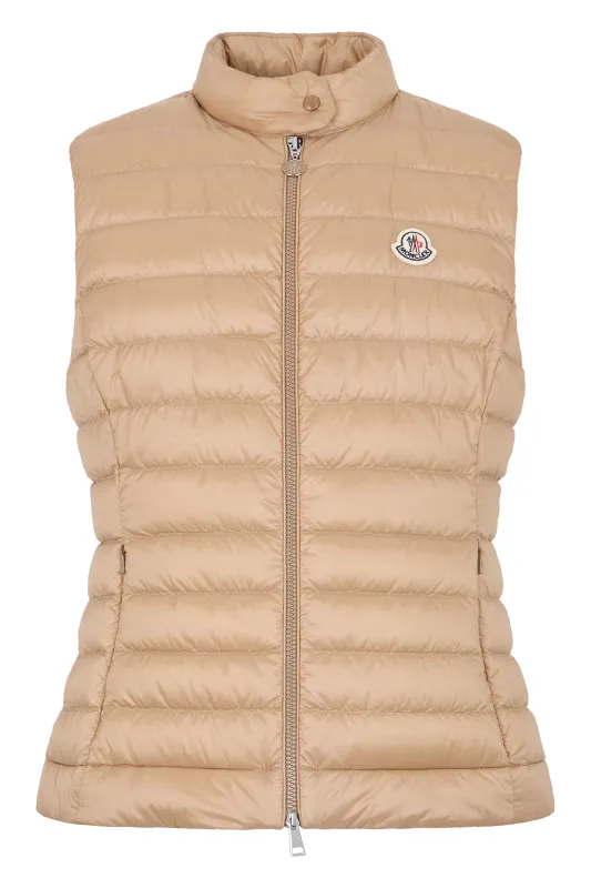 Padded Zip Vest Beige made by Moncler