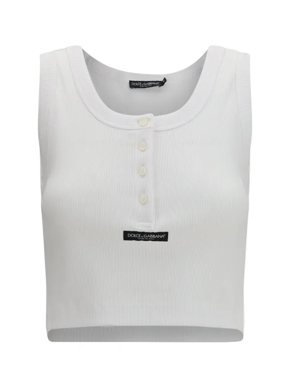Tank Top Ribbed Optical White made by Dolce & Gabanna