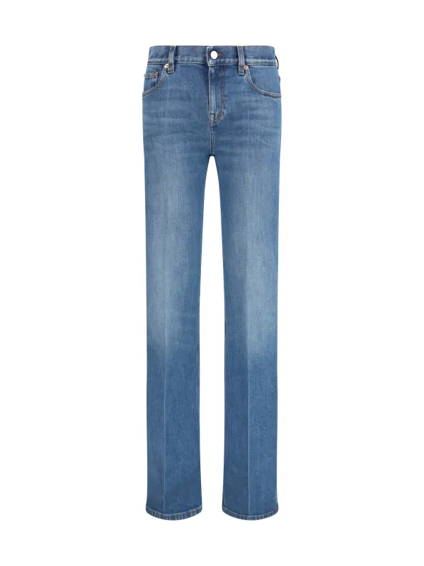 Jeans Flared Stretch Cotton Blue made by Gucci