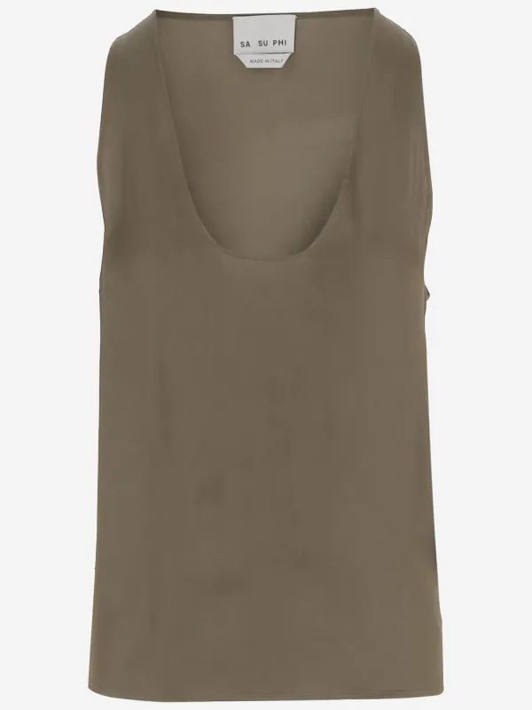Tank Top Viscose Khaki made by SA SU PHI