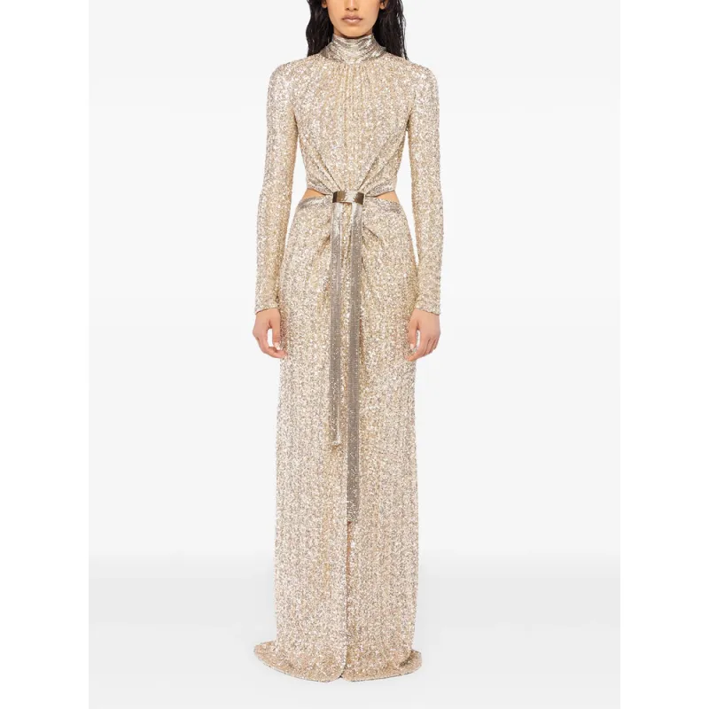 Dress with Golden Mesh and Chiffon Overlay made by Rabanne