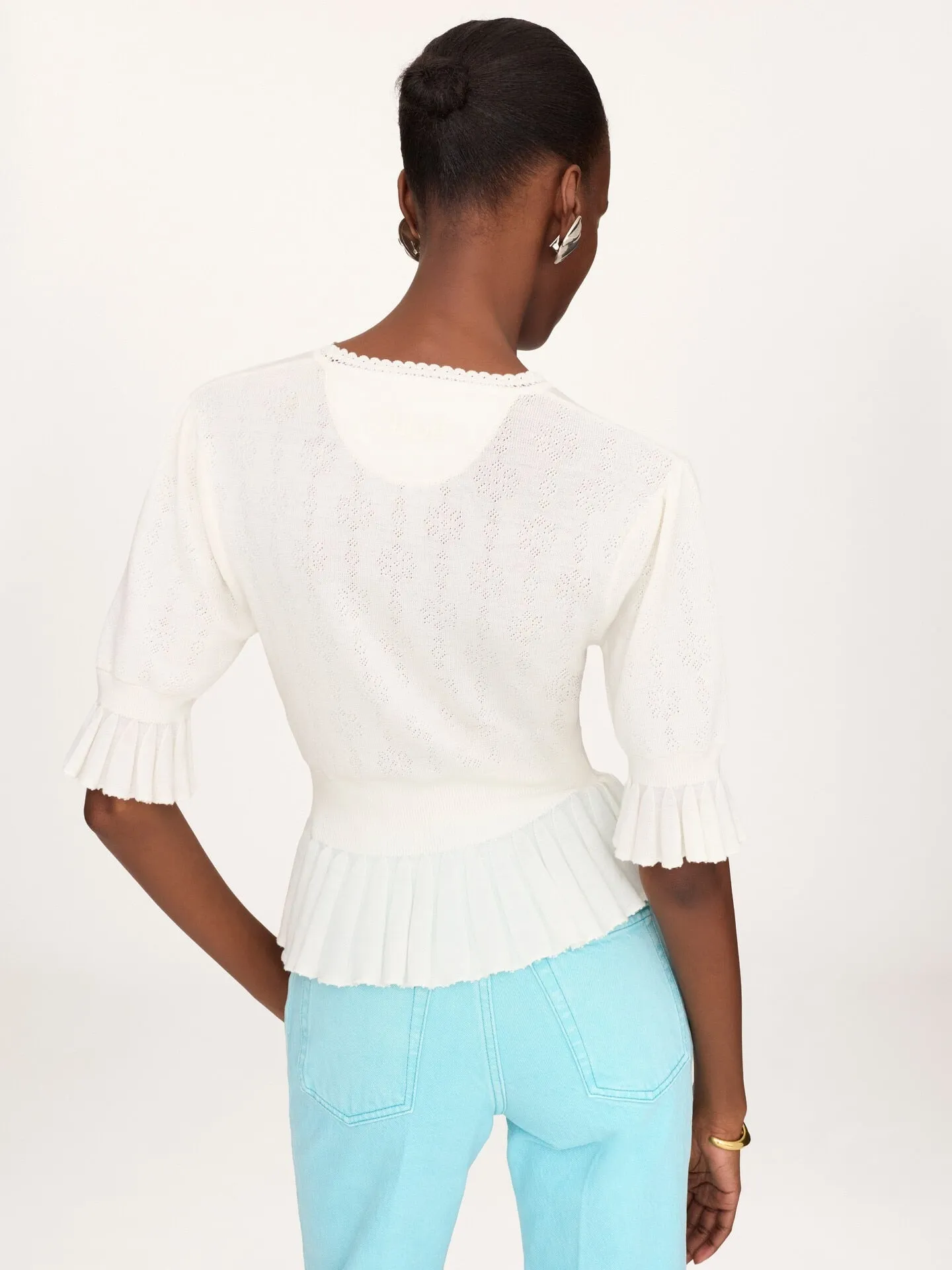 SHORT WOOL KNIT SWEATER WITH RUFFLES sold by Lord & Taylor product image thumbnail 5