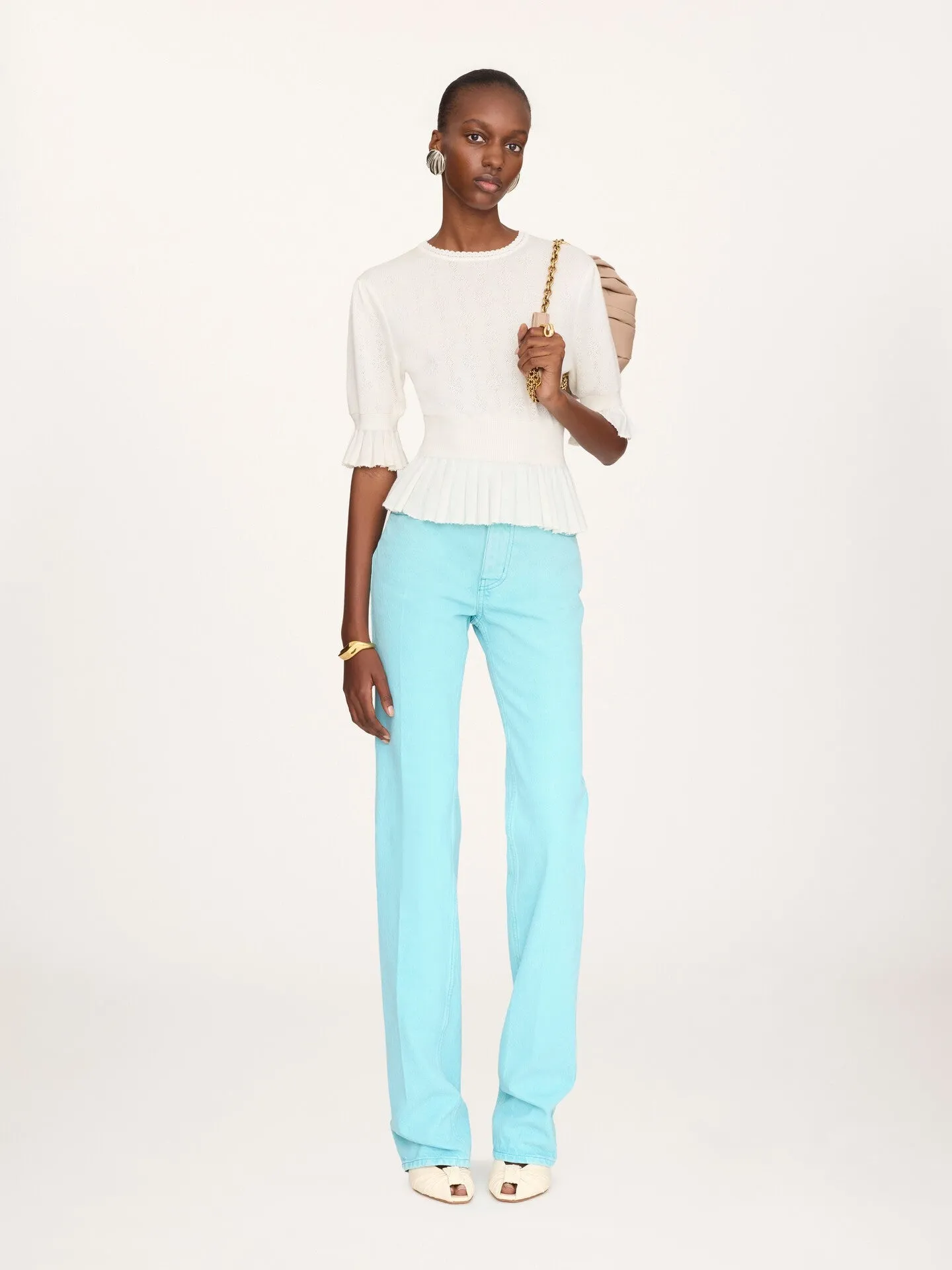 SHORT WOOL KNIT SWEATER WITH RUFFLES sold by Lord & Taylor product image thumbnail 2