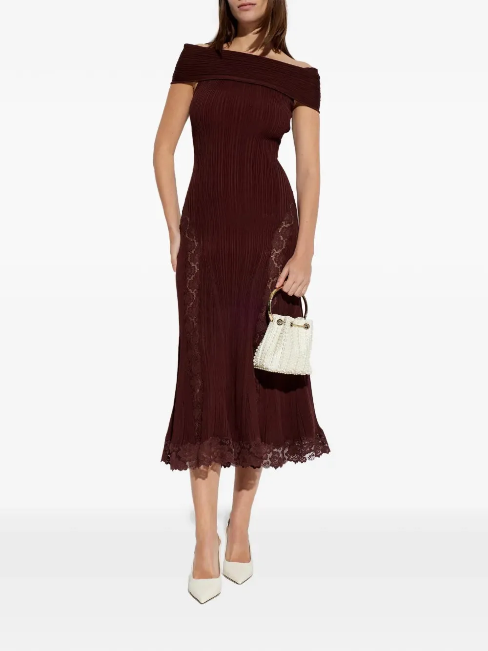 MIDI DRESS WITH KNITTED LACE INSERTS sold by Lord & Taylor product image thumbnail 2