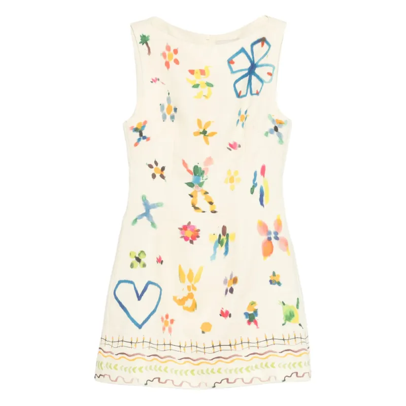 Sleeveless Mini Dress with Yellow Print made by Alemais