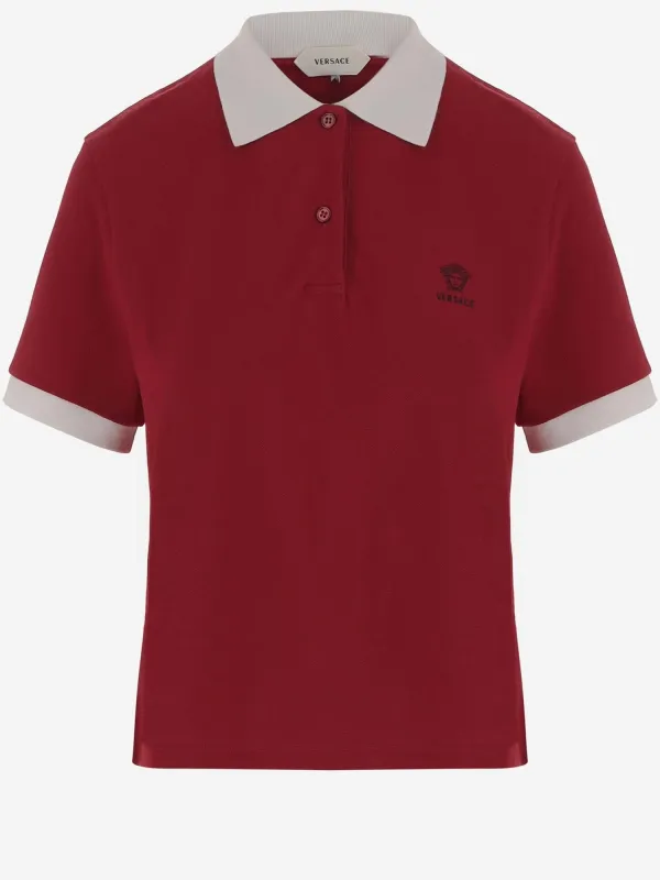 Cotton Polo Shirt Red made by Versace