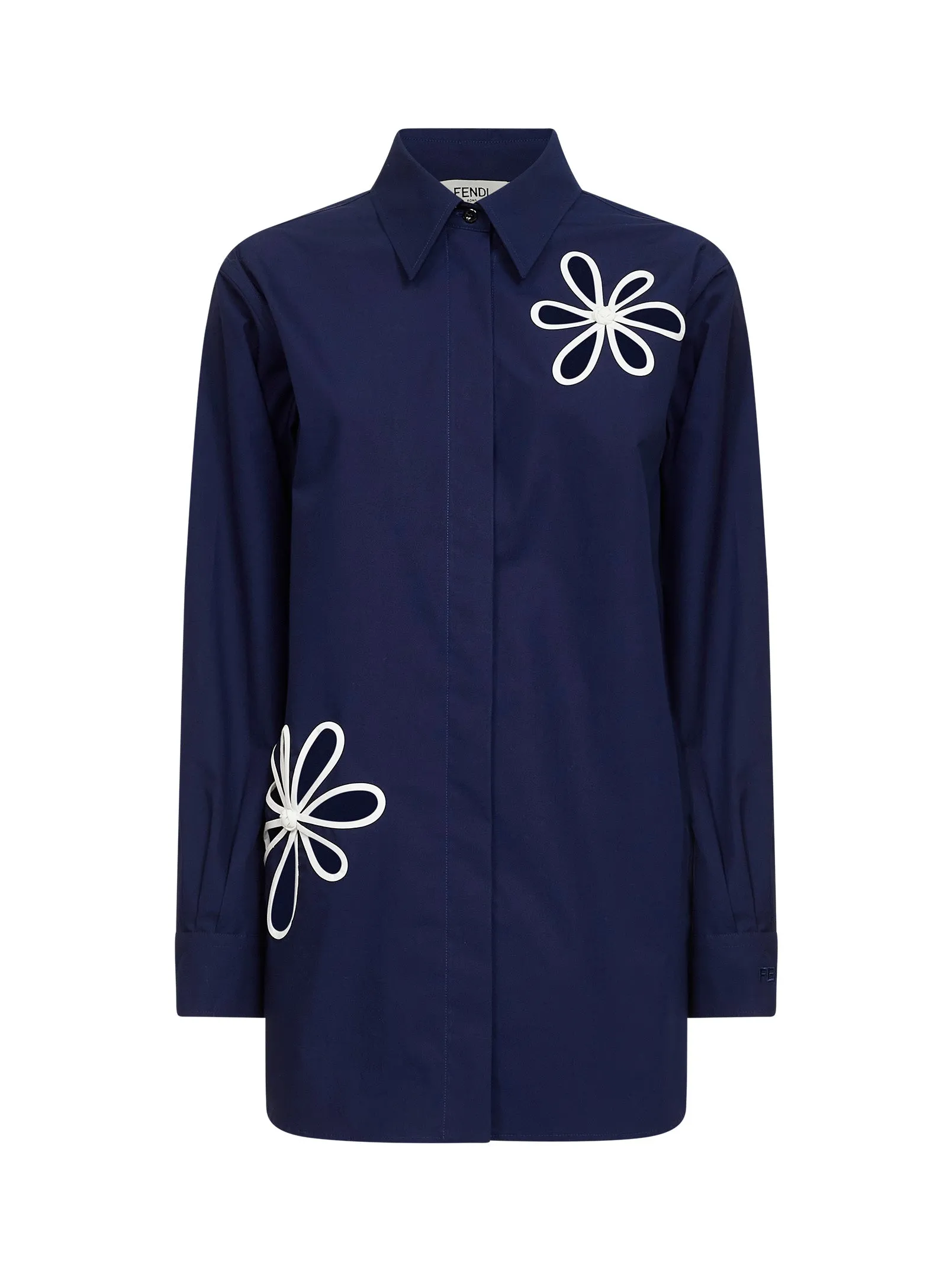 Poplin Shirt Ajour Motif Dark Blue sold by Lord & Taylor