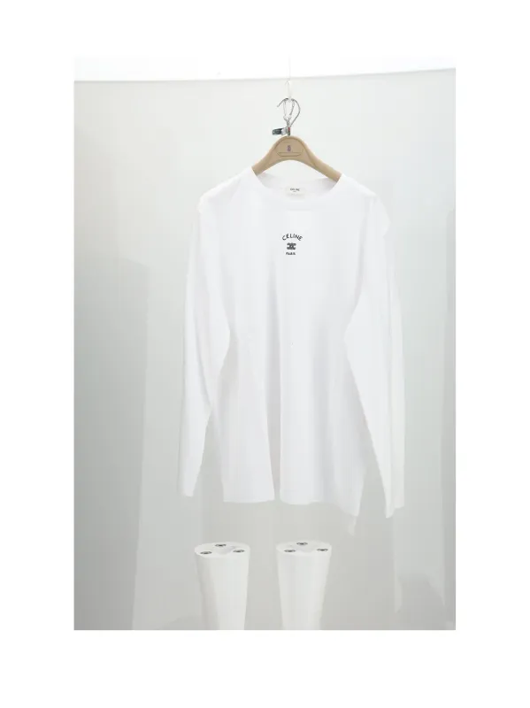Long-Sleeved T-Shirt Off-White/Black made by Celine