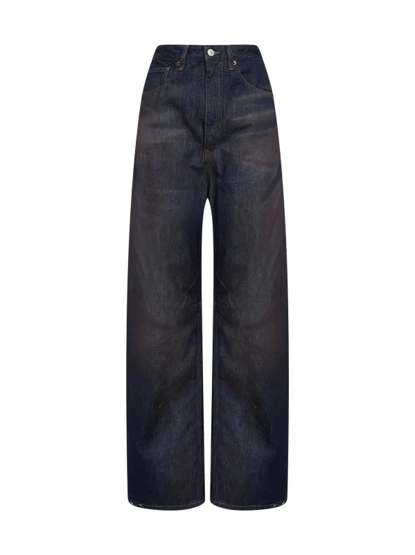 Jeans Wide-Leg Washed Denim Blue made by Maison Margiela