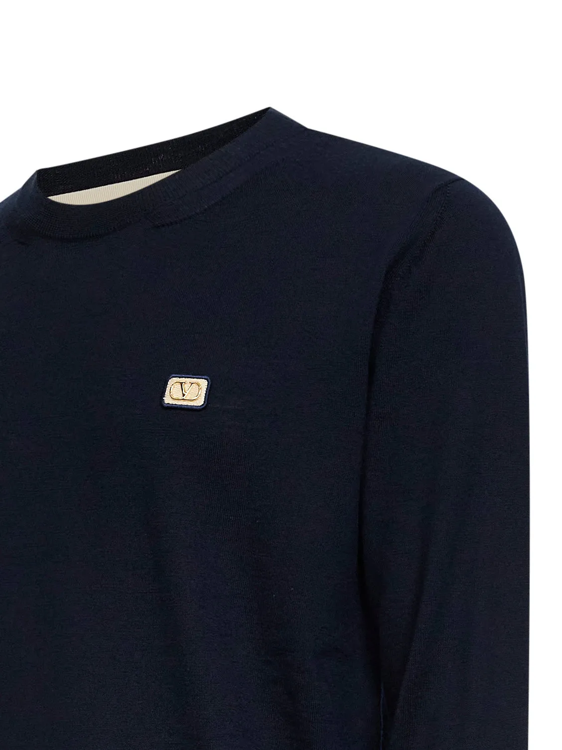 Crewneck Sweater VLogo Navy Wool sold by Lord & Taylor product image thumbnail 3