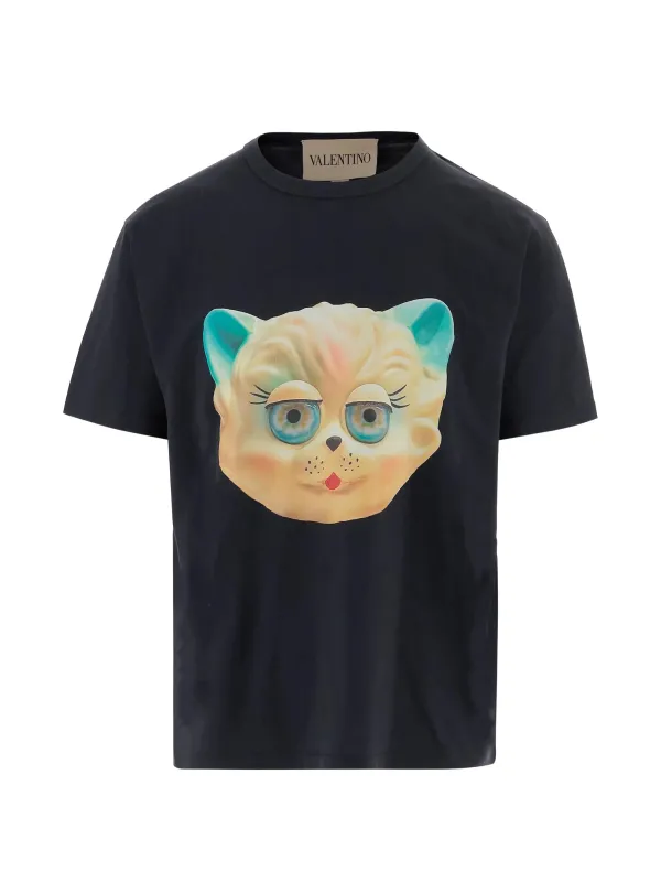 T-SHIRT WITH LE CHAT DE LA MAISON PRINT made by Valentino Garavani