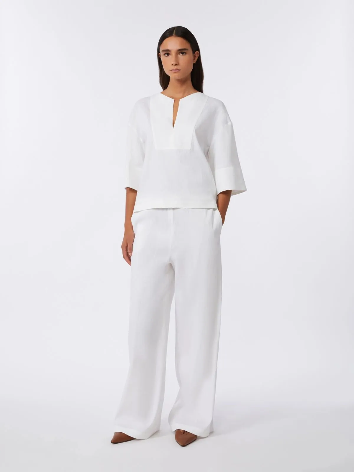 LINEN AND VISCOSE CANVAS TROUSERS sold by Lord & Taylor product image thumbnail 2